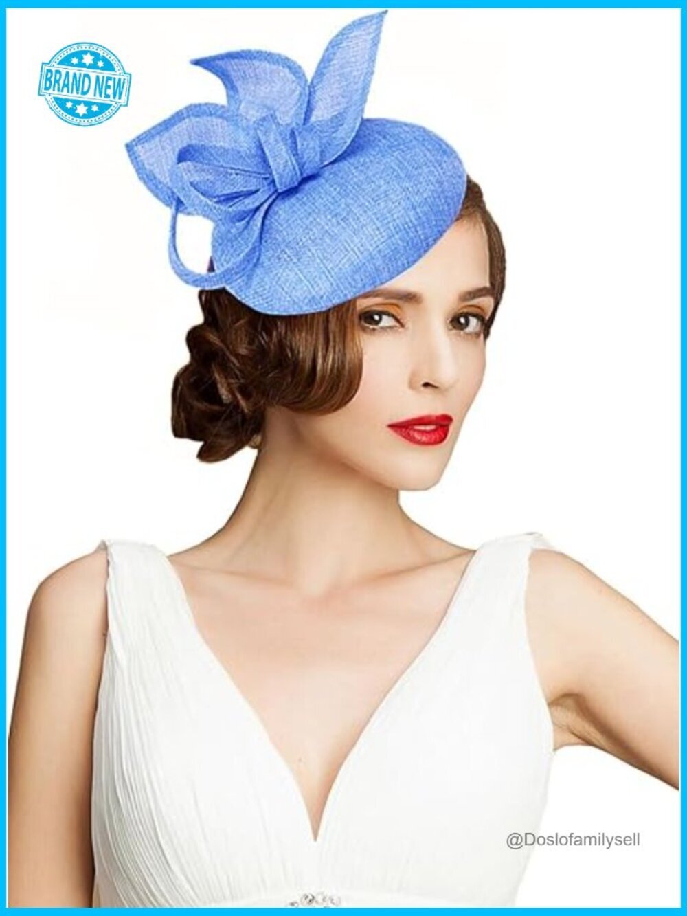 Blue Sinamay Feather Pillbox Fascinator Headband Derby Hat for Wedding Party